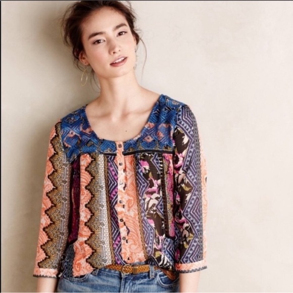 Anthropologie VanessaVirginia Embroidered Blouse - Picture 2 of 8